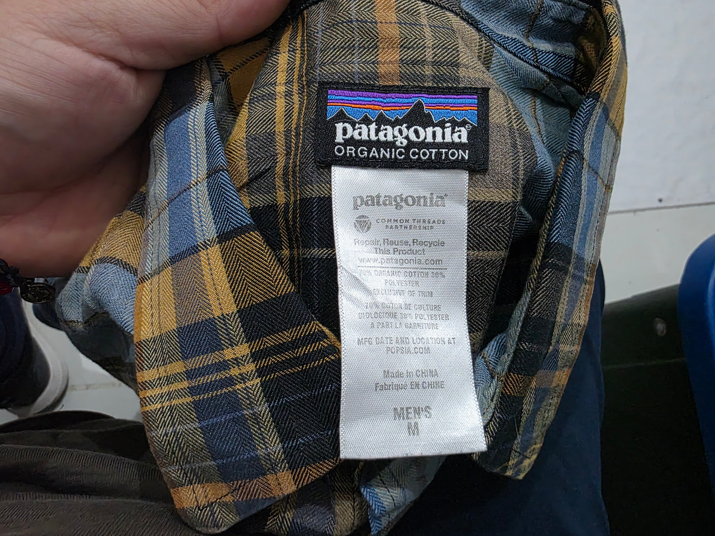 Camisa Patagonia Mediana M Azul Naranja Cuadro