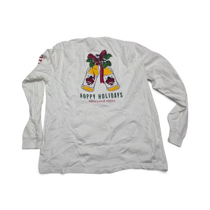 Playera Vineyard Vines Mediana M Blanco Navidad Manga Larga
