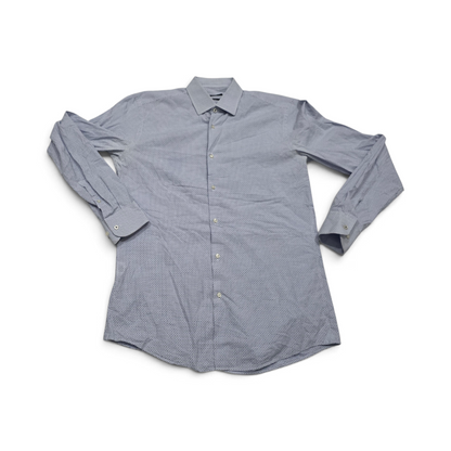 Camisa Hugo Boss Mediana M 15 1/2 Slim Fit Blanca Y Azul
