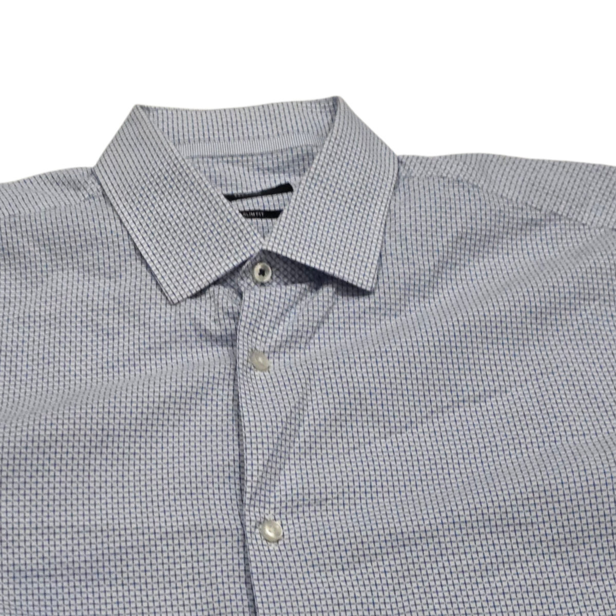 Camisa Hugo Boss Mediana M 15 1/2 Slim Fit Blanca Y Azul