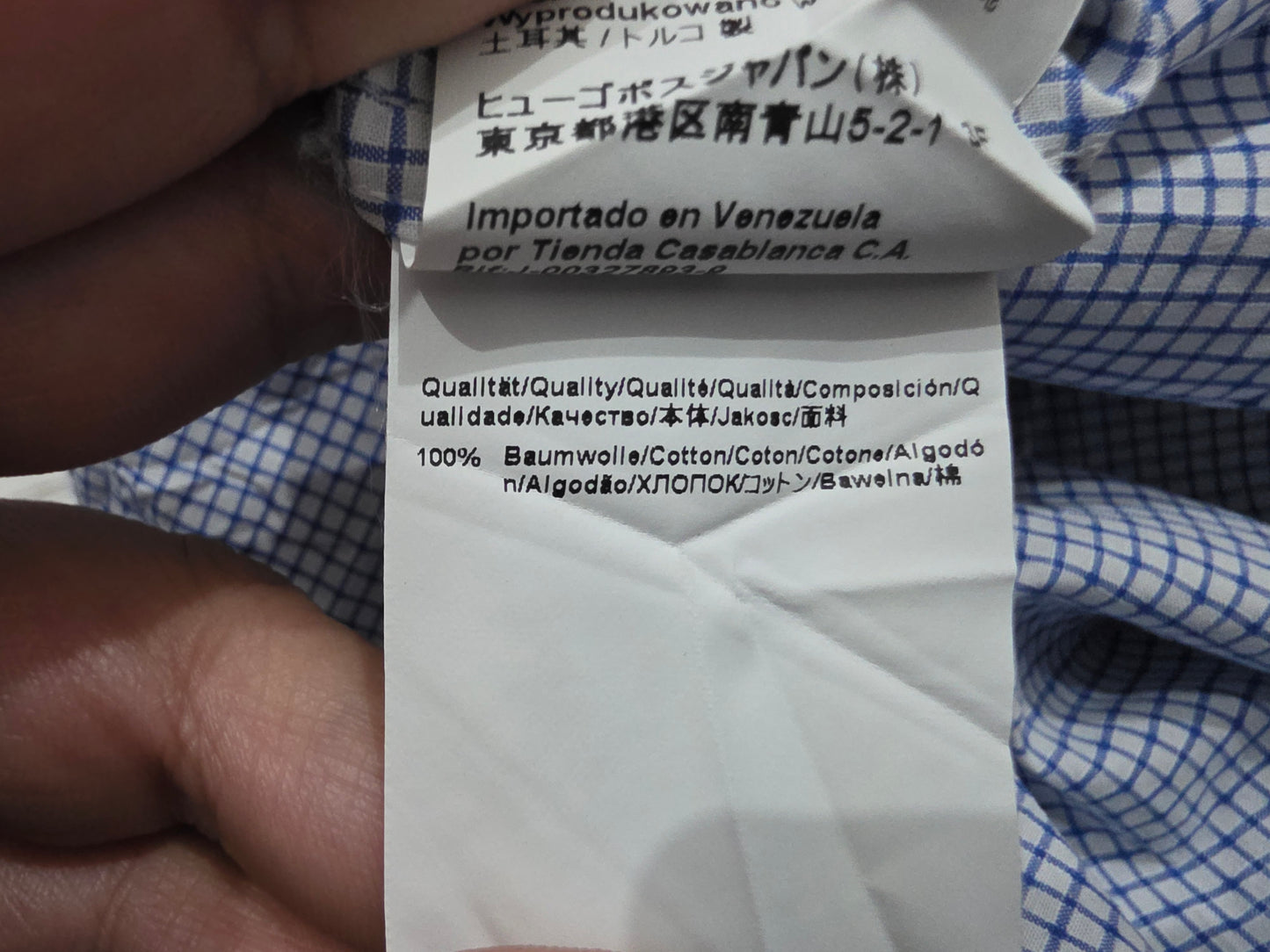 Camisa Hugo Boss Mediana M 15 1/2 Slim Fit Blanca Y Azul
