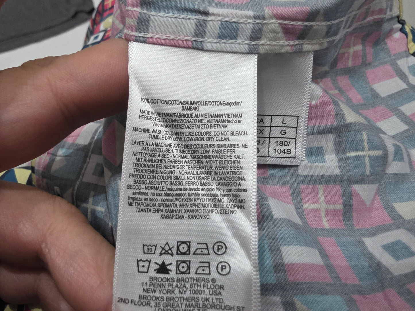 Camisa Brooks Brothers Grande L Banderas Manga Corta