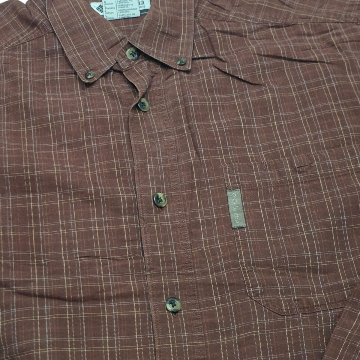 Camisa Columbia Grande L Vino Oscuro Cuadro