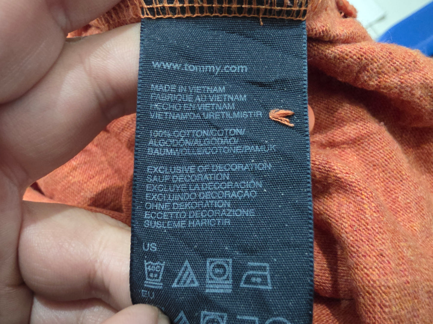 Playera Tommy Hilfiger Grande L Naranja Manga Larga