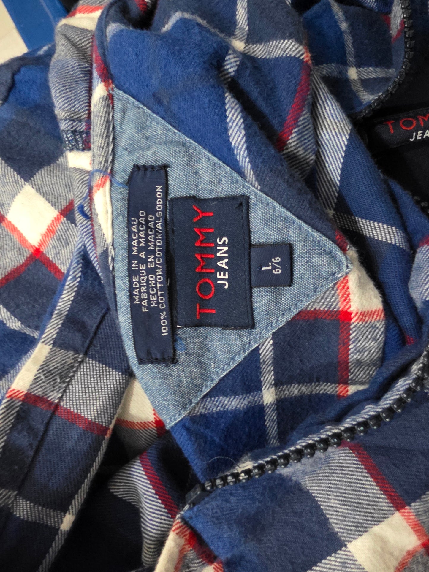 Camisa Con Gorro Y Cierre Tommy Hilfiger Grande L Azul