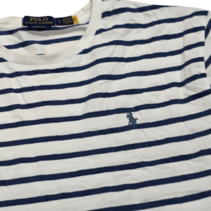 Playera Ralph Lauren Grande L Blanco Lineas Azules