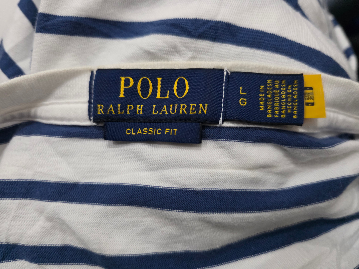 Playera Ralph Lauren Grande L Blanco Lineas Azules