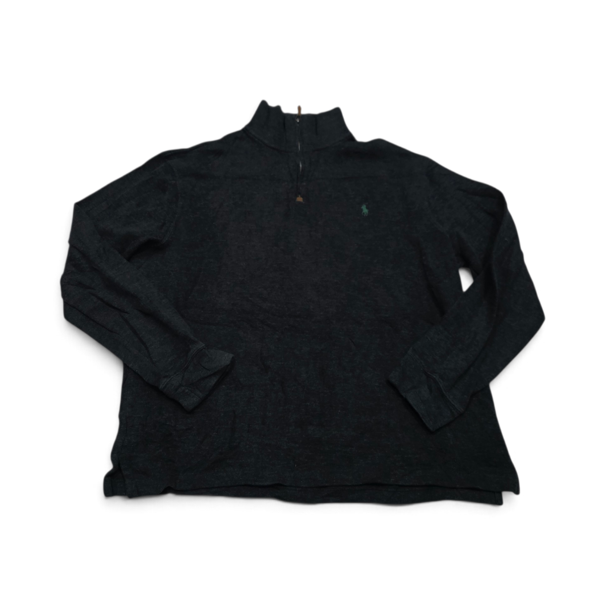 Sueter Ralph Lauren Grande L Gris Oscuro Pony Verde