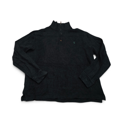 Sueter Ralph Lauren Grande L Gris Oscuro Pony Verde