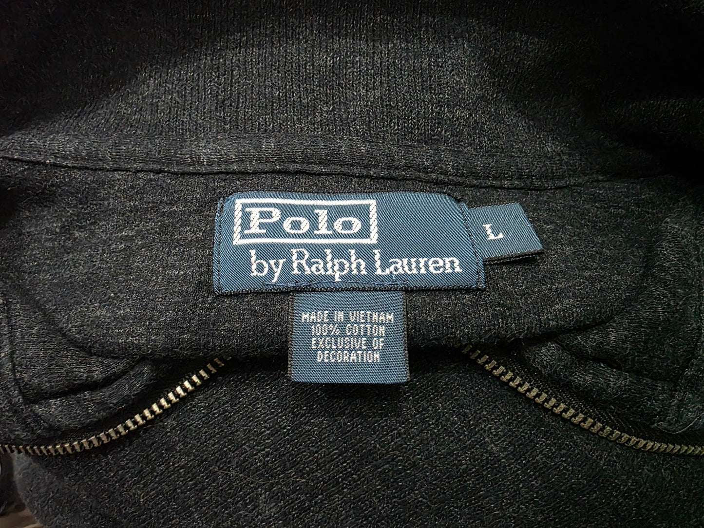 Sueter Ralph Lauren Grande L Gris Oscuro Pony Verde