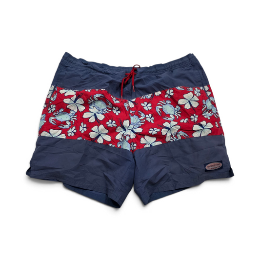 Bermuda Vineyard Vines Grande L Azul Flores Roja