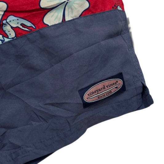 Bermuda Vineyard Vines Grande L Azul Flores Roja