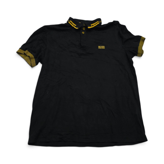 Playera Polo Hugo Boss Grande L Negro Y Amarillo