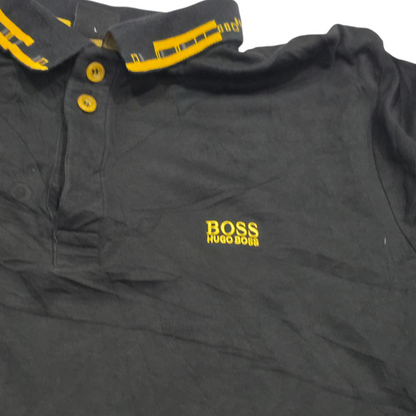 Playera Polo Hugo Boss Grande L Negro Y Amarillo