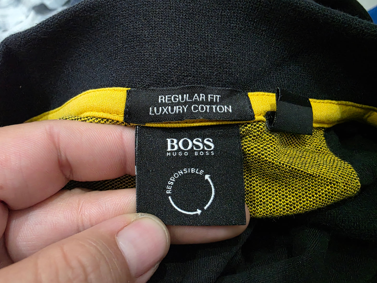 Playera Polo Hugo Boss Grande L Negro Y Amarillo