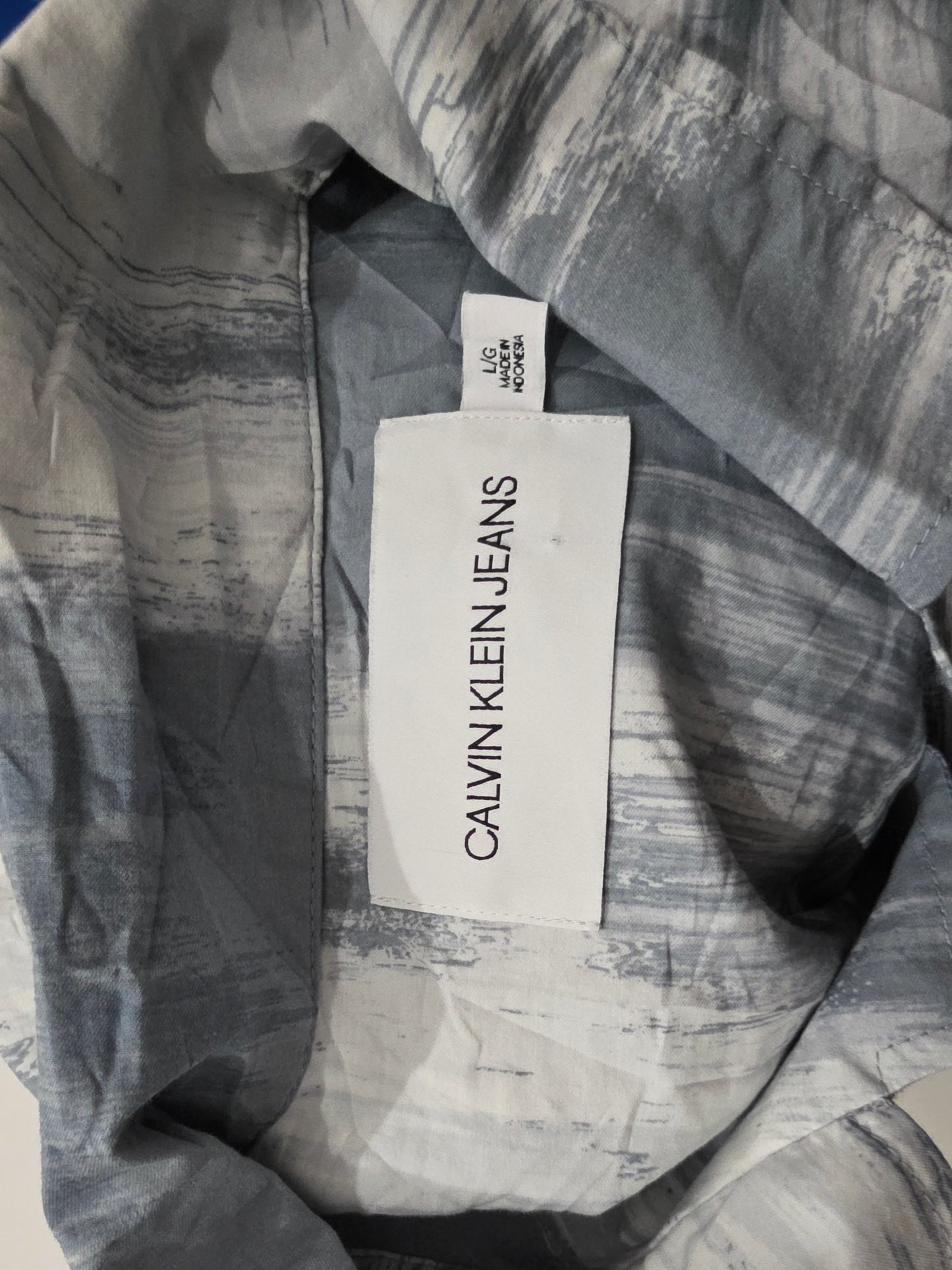 Camisa Calvin Klein Grande L Azul Grisaceo Manga Corta