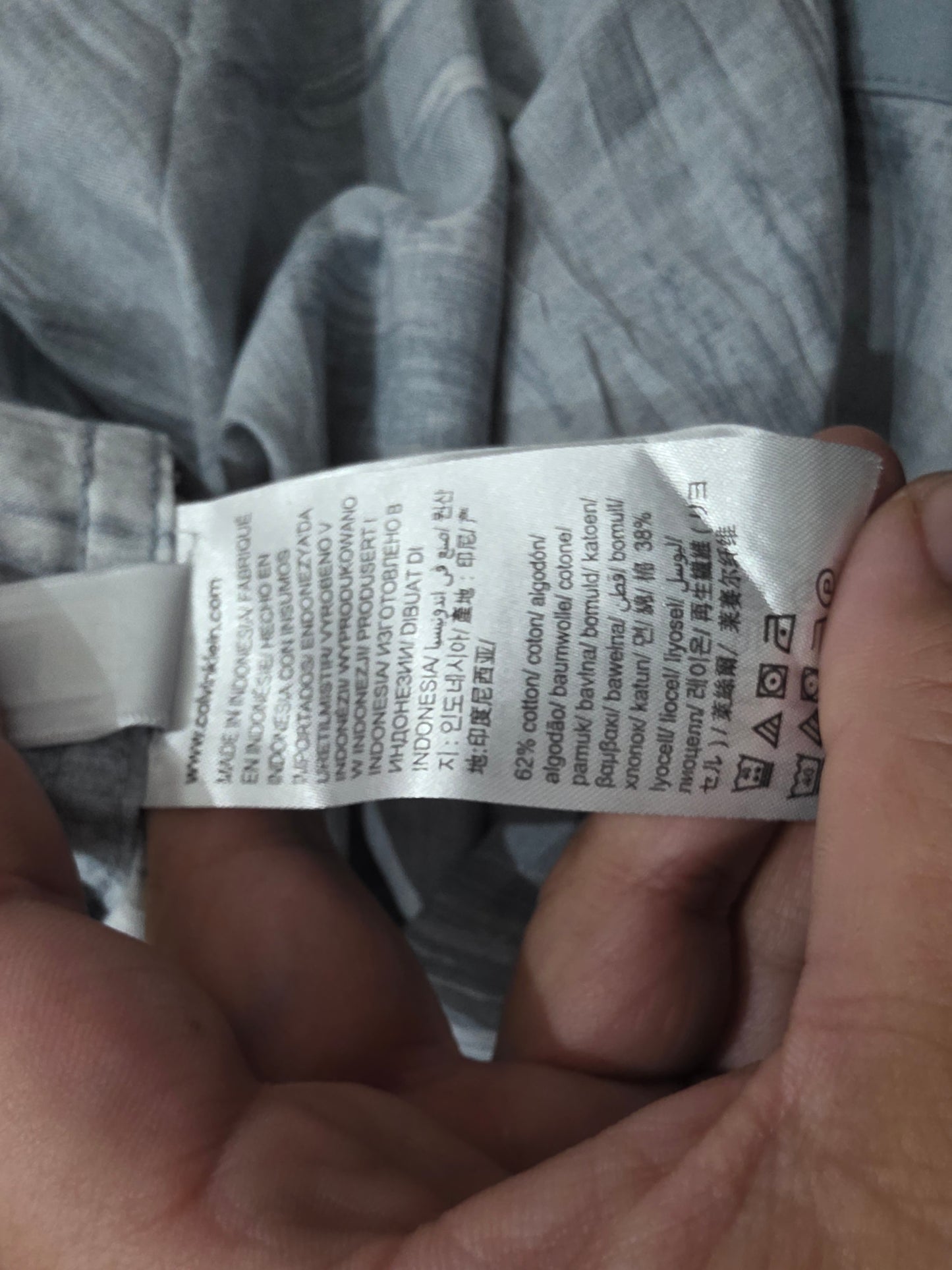 Camisa Calvin Klein Grande L Azul Grisaceo Manga Corta