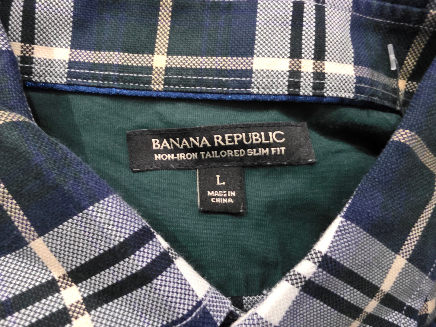 Camisa Banana Republic Grande L Cuadro Azul Y Verde