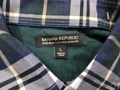Camisa Banana Republic Grande L Cuadro Azul Y Verde