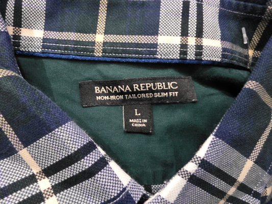 Camisa Banana Republic Grande L Cuadro Azul Y Verde