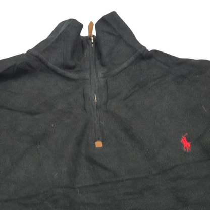 Sueter Ralph Lauren Xgrande Xl Negro Pony Rojo Cierre Corto