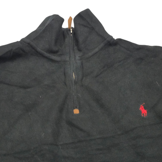 Sueter Ralph Lauren Xgrande Xl Negro Pony Rojo Cierre Corto