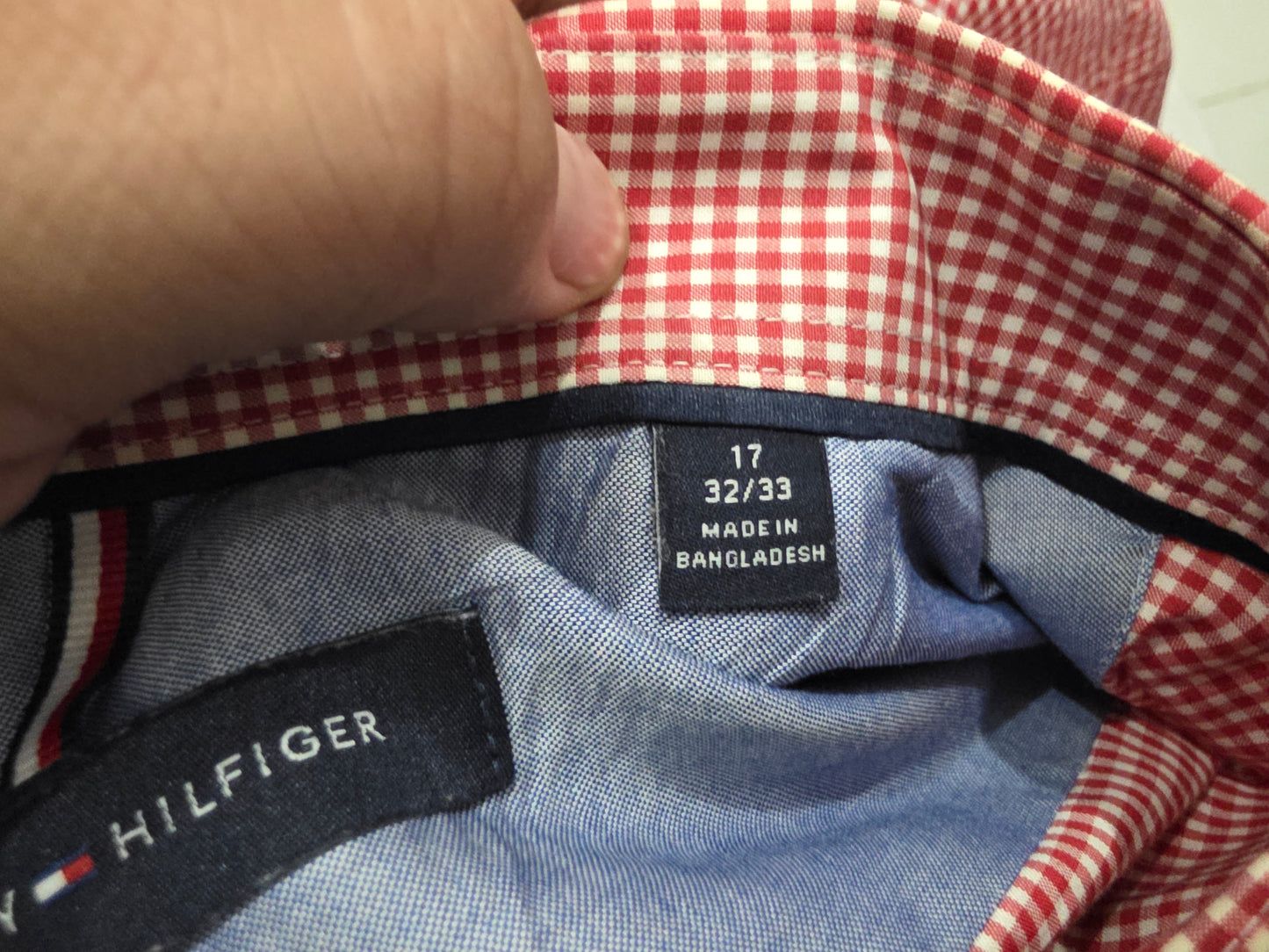 Camisa Tommy Hilfiger Xgreande Xl Cuadro Rojo Y Blanco