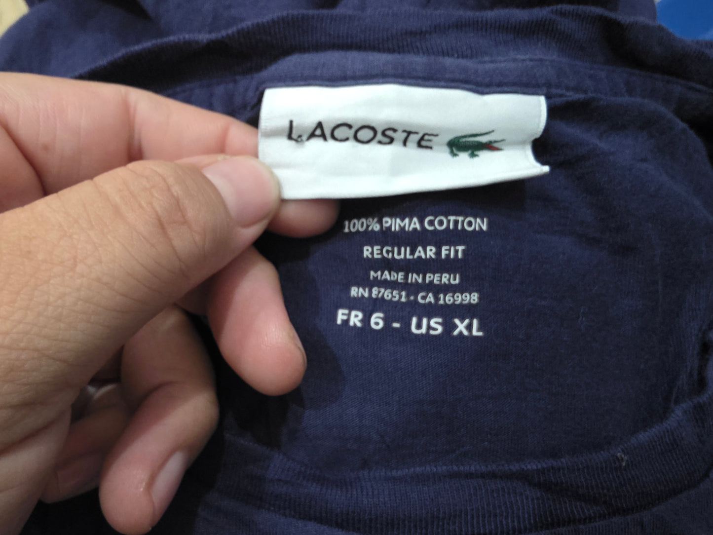 Playera Lacoste Xgrande Xl Fr6 Azul