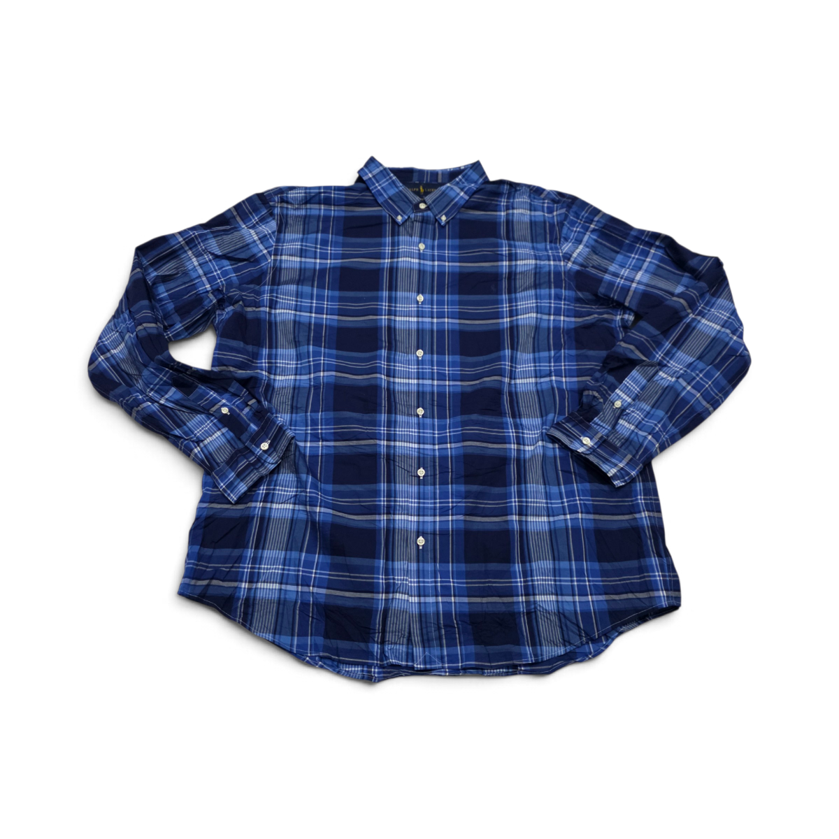Camisa Ralph Lauren 2xl Cuadro Azul Pony Azul