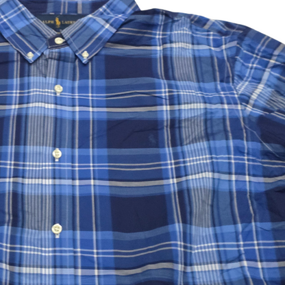 Camisa Ralph Lauren 2xl Cuadro Azul Pony Azul