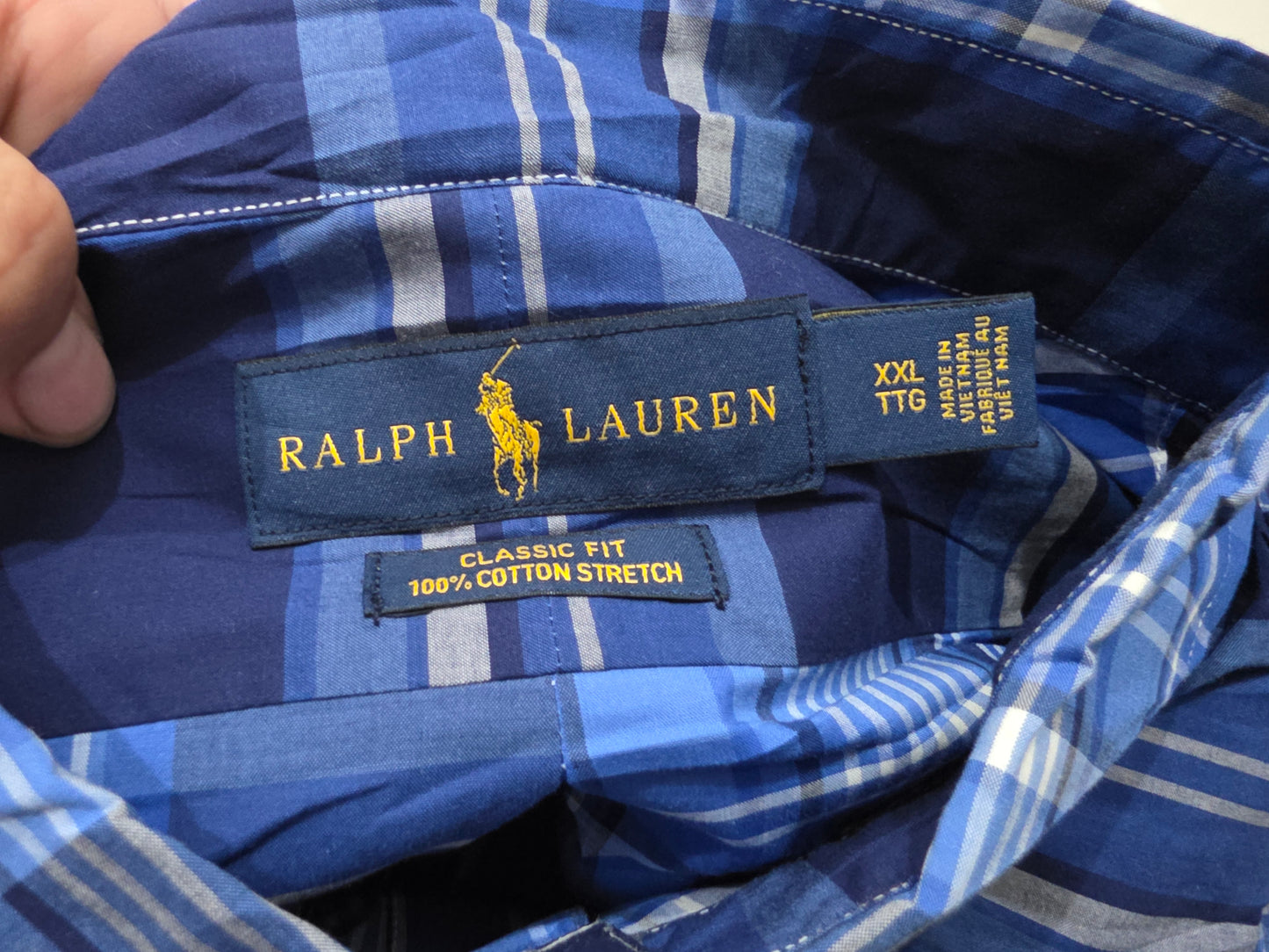Camisa Ralph Lauren 2xl Cuadro Azul Pony Azul