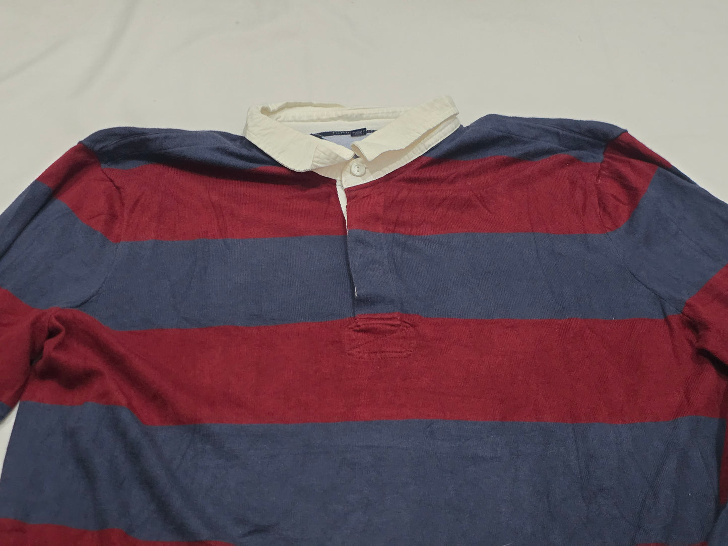 Playera Tommy Hilfiger Polo Tipo Rugby 2xl Azul Y Vino