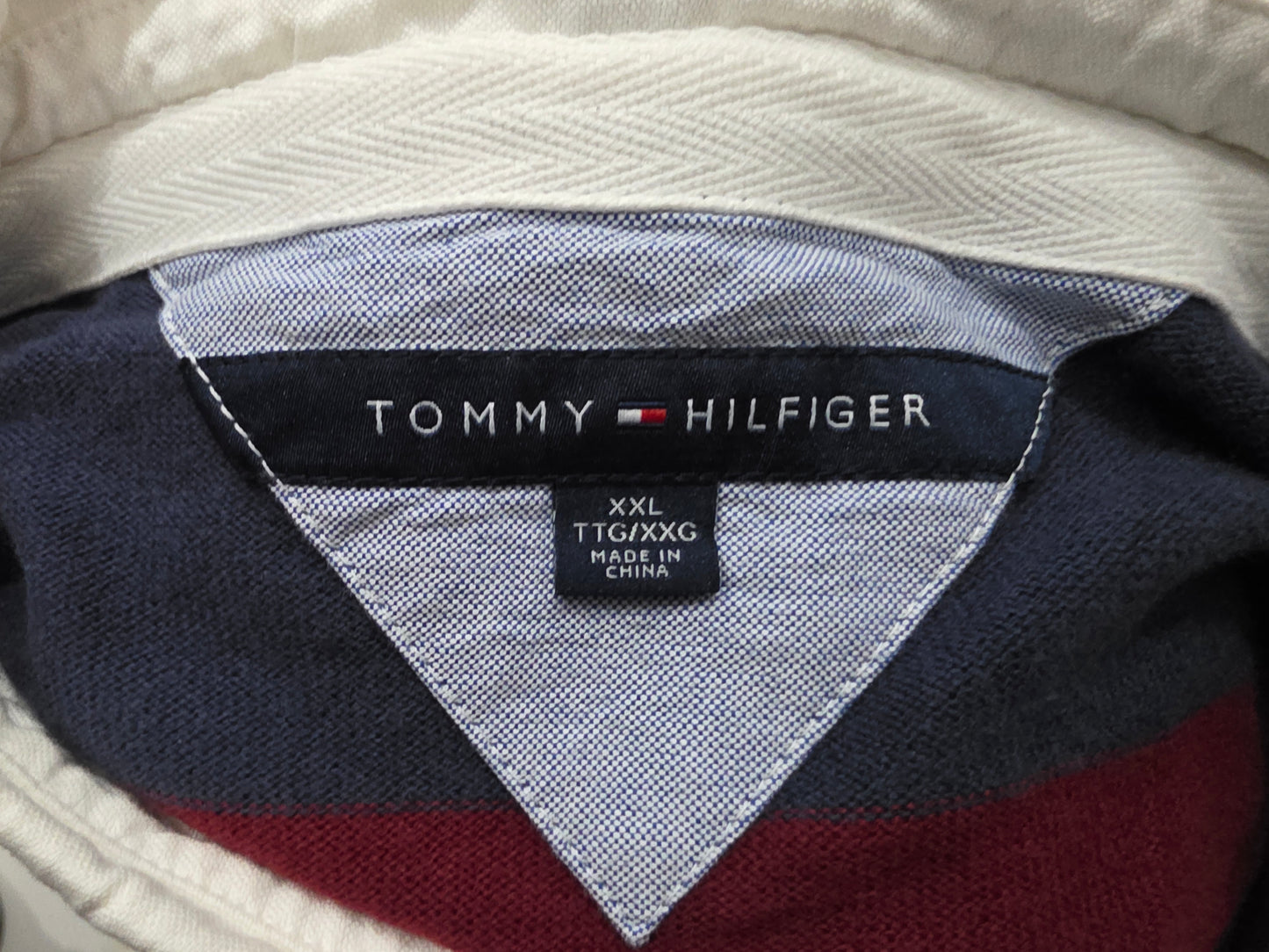 Playera Tommy Hilfiger Polo Tipo Rugby 2xl Azul Y Vino