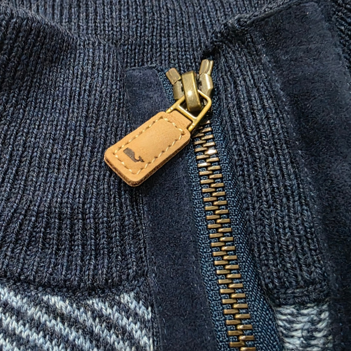 Sueter Vineyard Vines Grande L Azul Cierre Corto Lana Merino