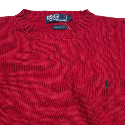 Sueter Ralph Lauren Grande L Rojo Pony Azul Cuello Redondo