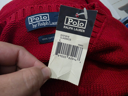 Sueter Ralph Lauren Grande L Rojo Pony Azul Cuello Redondo