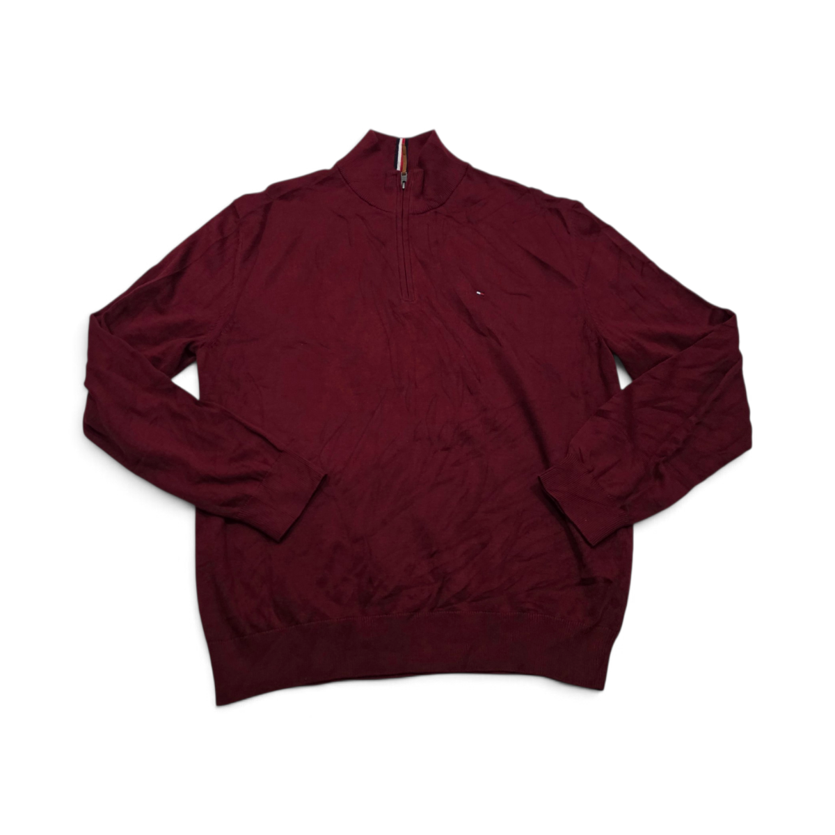 Sueter Tommy Hilfiger 2xl Vino Cierre Corto