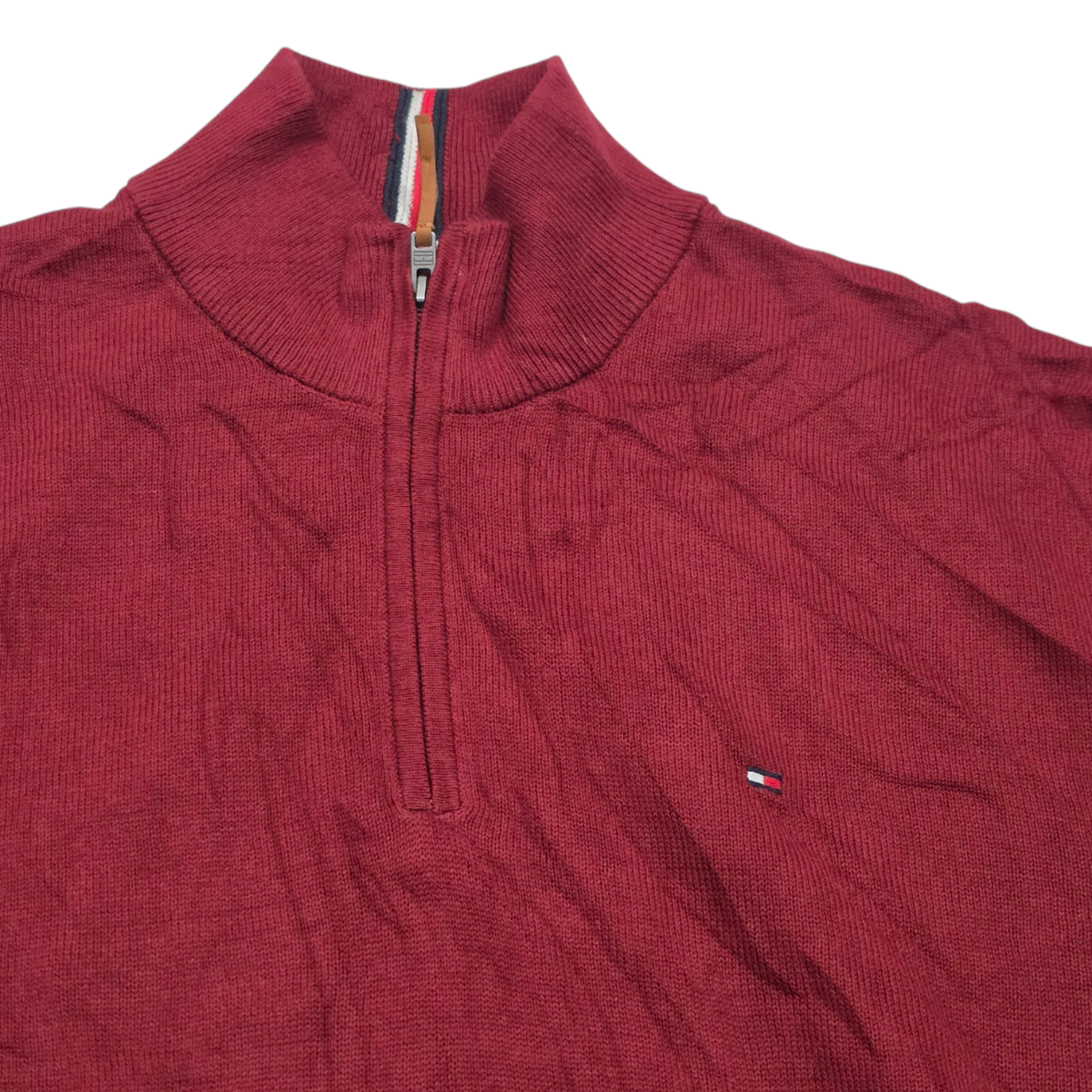 Sueter Tommy Hilfiger 2xl Vino Cierre Corto