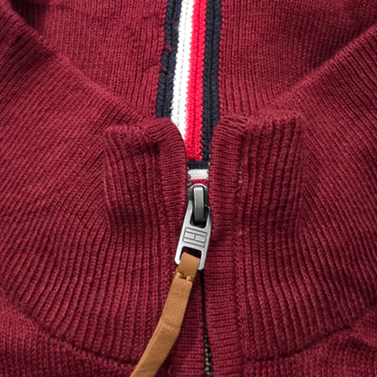 Sueter Tommy Hilfiger 2xl Vino Cierre Corto