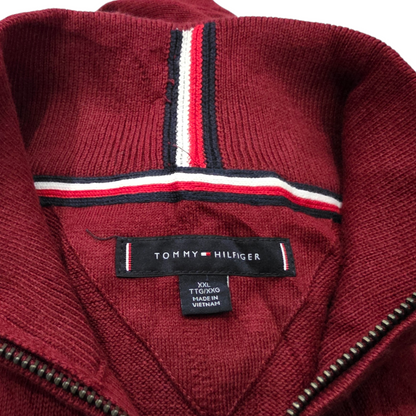Sueter Tommy Hilfiger 2xl Vino Cierre Corto