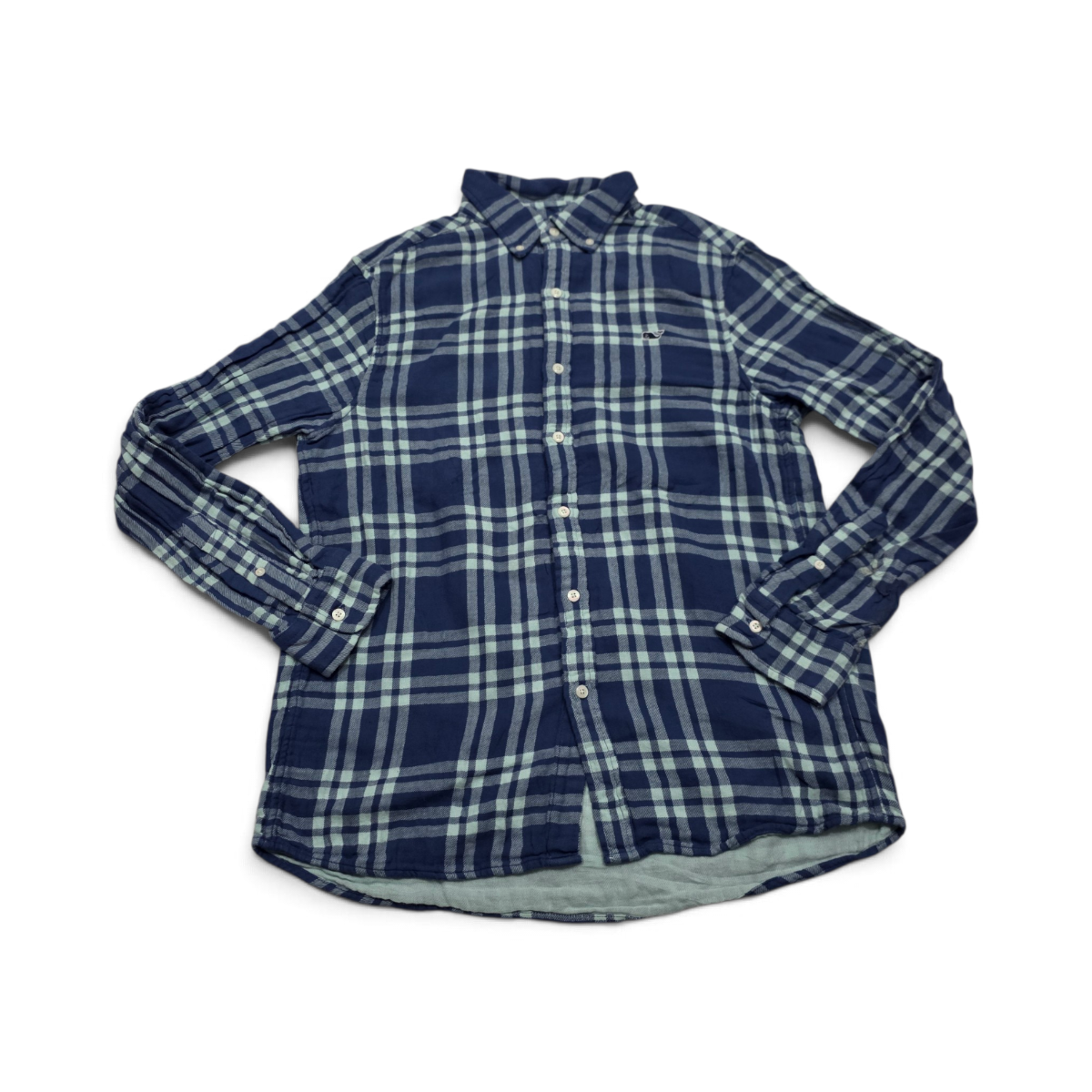 Camisa Vineyard Vines Mediana M Cuadro Azul Y Verde Franela