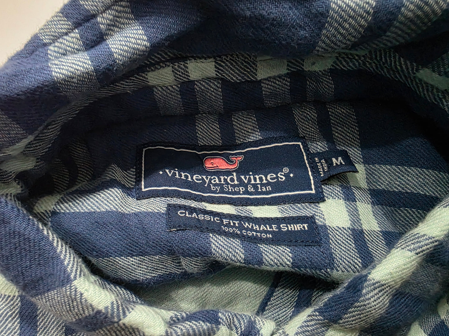 Camisa Vineyard Vines Mediana M Cuadro Azul Y Verde Franela