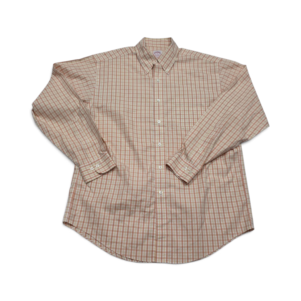 Camisa Brooks Brothers Mediana M Cuadro Naranja Y Amarillo