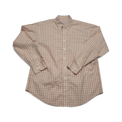 Camisa Brooks Brothers Mediana M Cuadro Naranja Y Amarillo