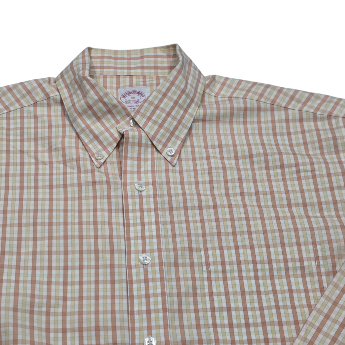 Camisa Brooks Brothers Mediana M Cuadro Naranja Y Amarillo
