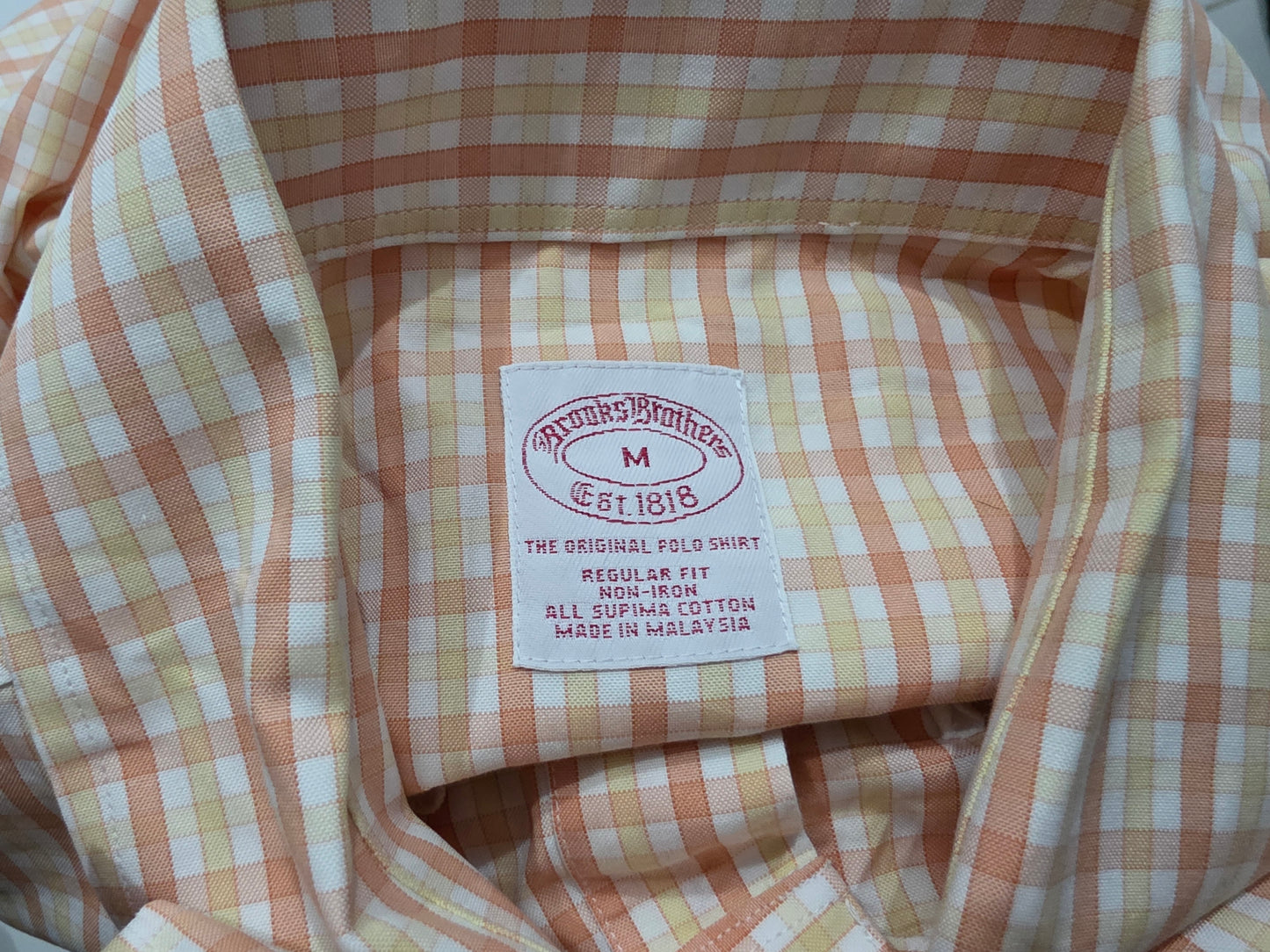 Camisa Brooks Brothers Mediana M Cuadro Naranja Y Amarillo