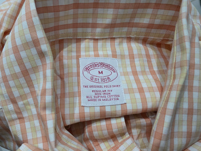 Camisa Brooks Brothers Mediana M Cuadro Naranja Y Amarillo