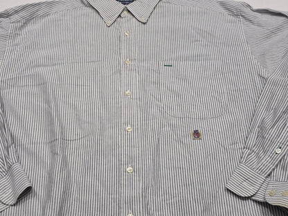 Camisa Tommy Hilfiger Vintage Grande L Blanca Lineas Gris