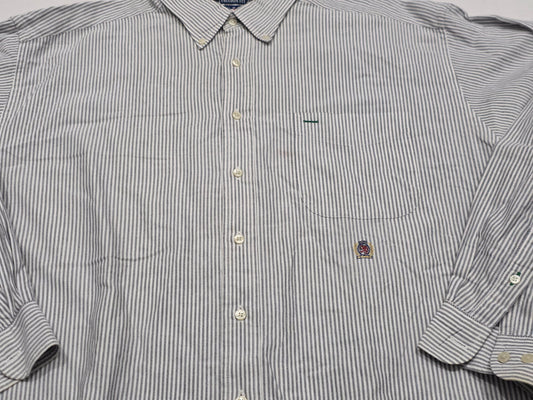 Camisa Tommy Hilfiger Vintage Grande L Blanca Lineas Gris
