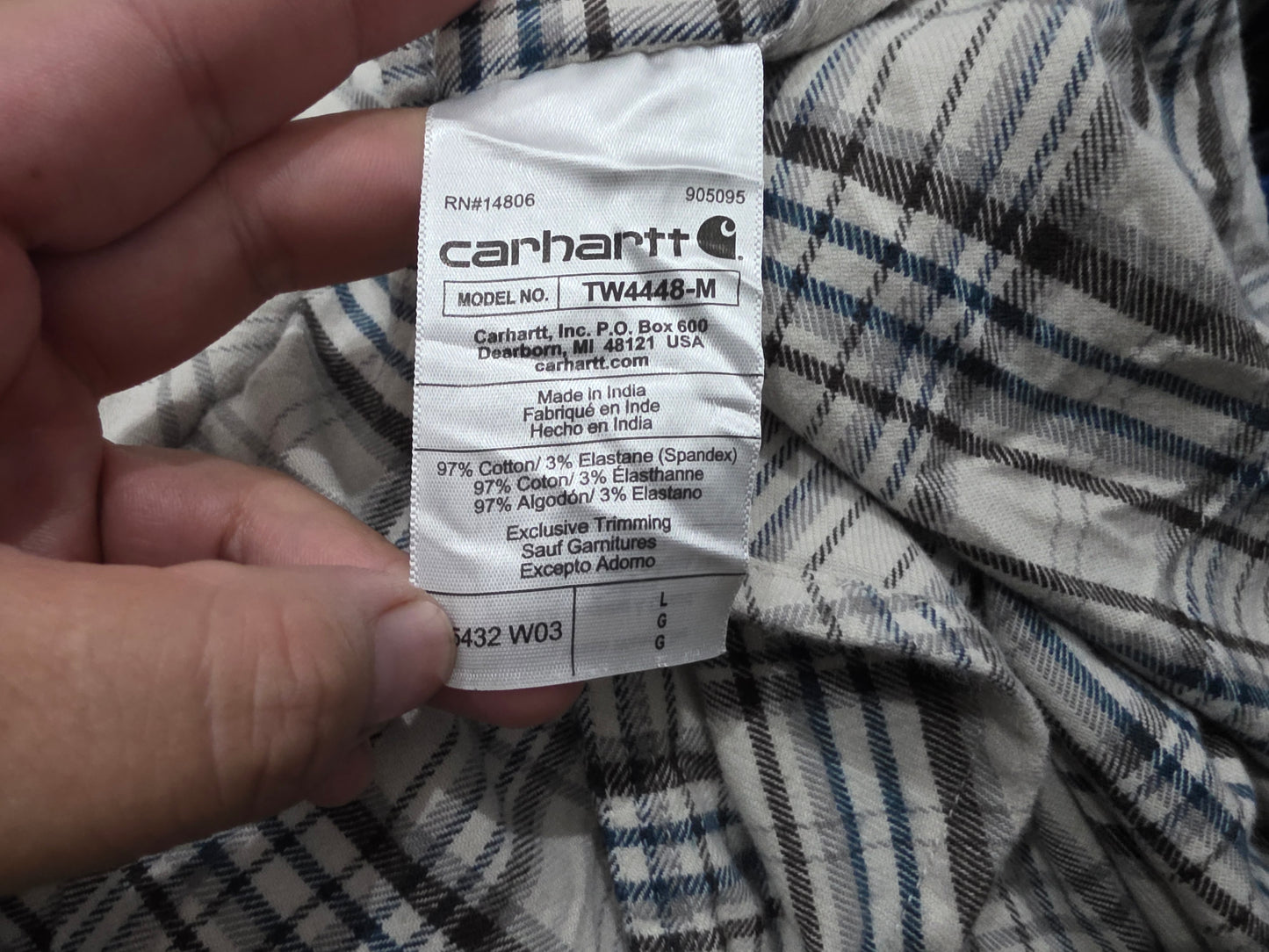 Camisa Carhartt Grande L Cuadro Beige Franela